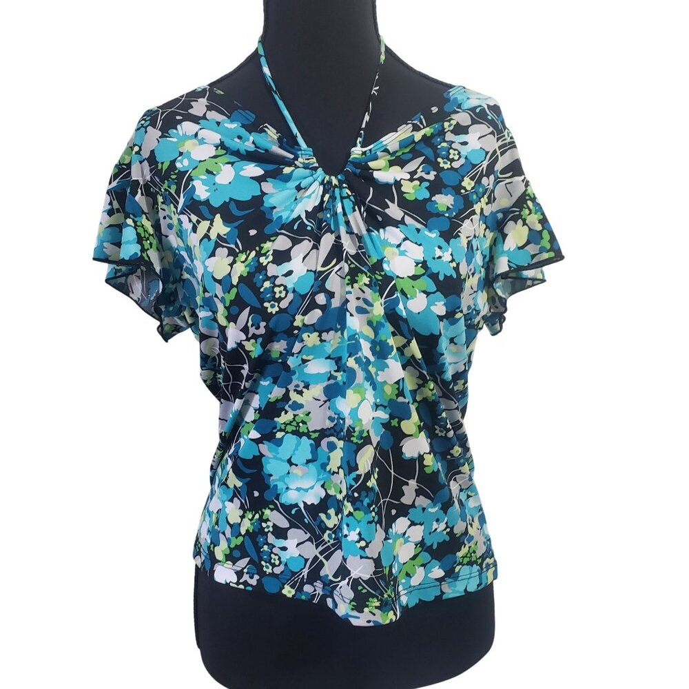 Stephen & Casey Womens Y2K Floral Blouse Size Petite M‎ Fairy Boho Artsy Summer